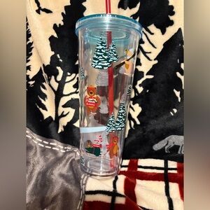 Holiday Bear Tumbler with Straw